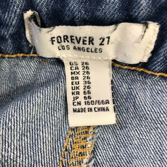 Forever 21 Overall Jeans Size  26 med wash - Picture 15 of 16